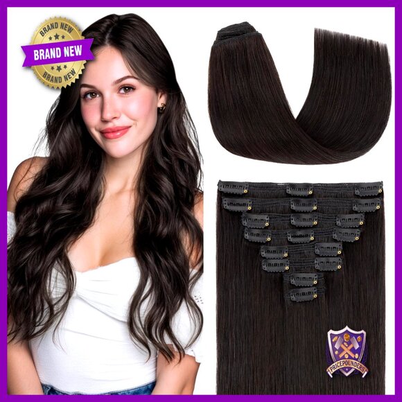 18 Inch Clip-In Human Hair Extensions 8 Wefts 140g Straight Remy main image 6